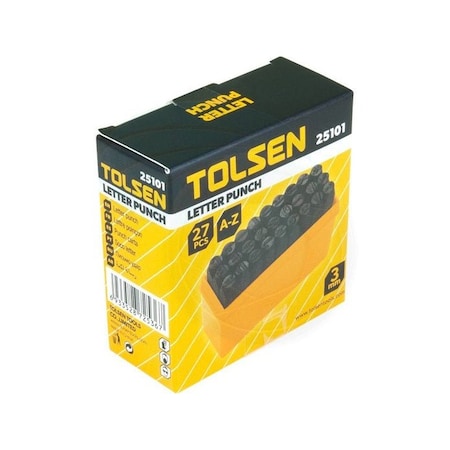 Tolsen Steel Punch Stamp Die Set Metal Tool Letters A-Z 27-Piece Set 3mm 25101